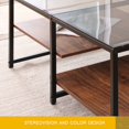 thumbnail image 4 of HOMOOI Glass Coffee Table with Open Storage Shelves and Flexible Heights, Sapele, 4 of 7