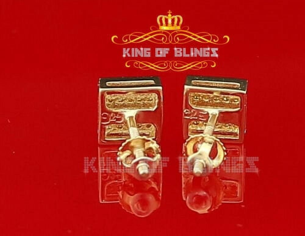 King of Bling's 0.15ct Diamond 925 stud Sterling Silver Yellow Women's/ Men's Square Earrings