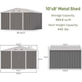 thumbnail image 7 of Kojooin 8*8 FT Metal Storage Shed for Outdoor,Steel Yard Shed with Design of Lockable Doors,Utility and Tool Storage,grey, 7 of 7
