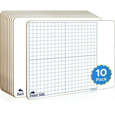 10 Pack Dry Erase Graph Whiteboard 11"x14" Double Sided Dry Erase Board with Grid for Home School Classroom Kids and Students Portable Grid Board for Graphing and Geometry Coordinate Plane