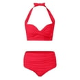 thumbnail image 4 of Zszcpp Tankinis Swimsuits For Women 2025 Bow Seaside Full Coverage V Neck Padded High Waisted Ruched Two Piece Swimsuit Sets Swimwear, 4 of 5