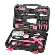 Apollo Tools 135 Piece Household Tool Kit Pink with Pivoting Dual-Angle 3.6 Volt Lithium-Ion Cordless Screwdriver - DT0773N1