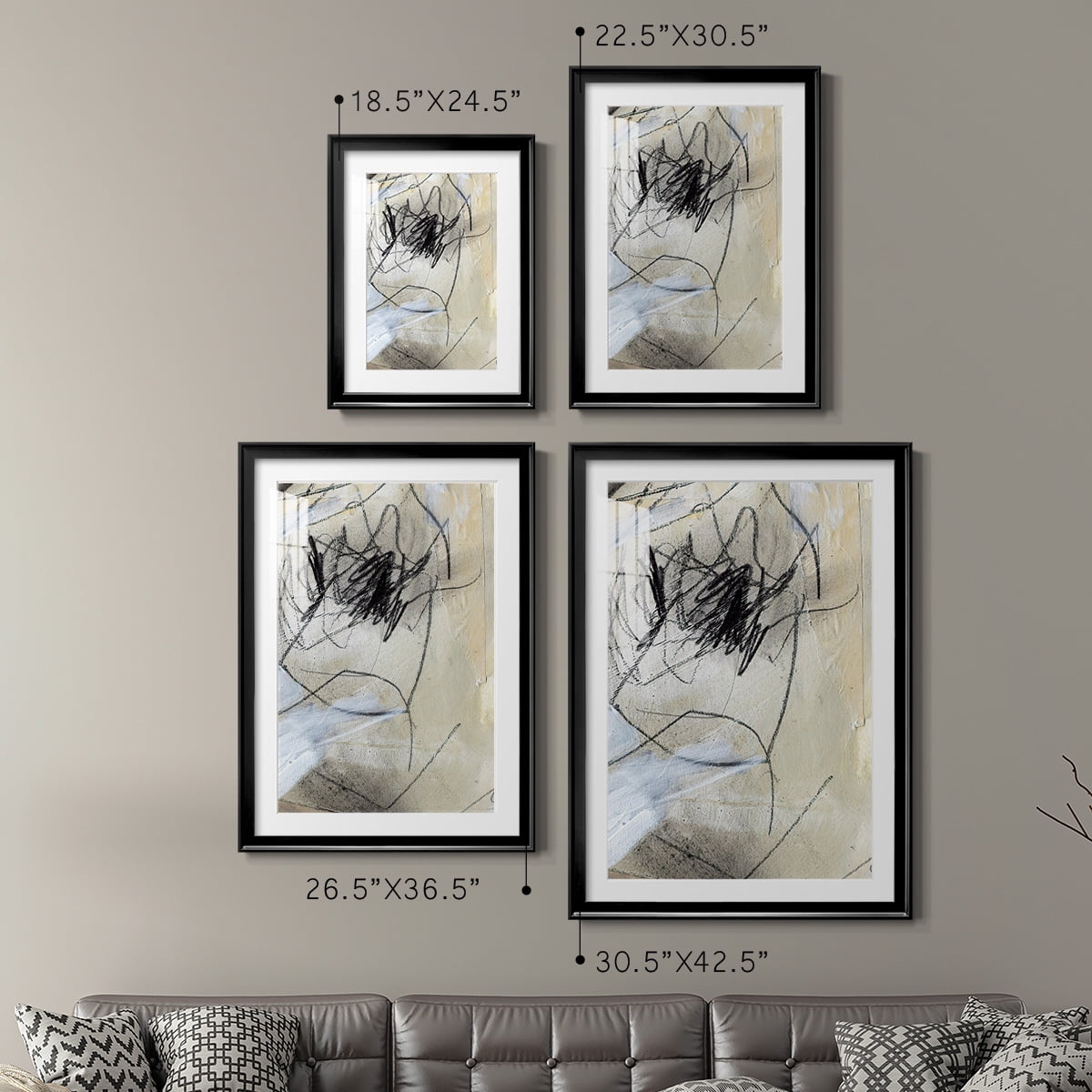 Wexford Home Masked Notes VII Premium Framed Print, 18.5" x 24.5" - Ready to Hang, Black (Set of 2)
