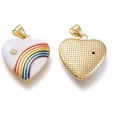 thumbnail image 2 of 1 colgante de corazón y arcoíris de latón con micro pavé de circonitas cúbicas y esmalte, chapado en oro auténtico de 18 quilates., 2 of 2