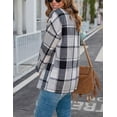 thumbnail image 3 of Women's Fall Color Block Plaid Flannel Shacket Jacket Button Down Shirt Coat Tops, 3 of 13