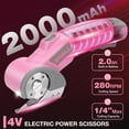 thumbnail image 3 of SHALL 4V Cordless Electric Scissors, Rechargeable Cardboard Cutter, Rotary Electric Box Cutter w/Safety Lock, LED Light & Replacement Blade for Fabric, Leather, Carpet, Cardboard & Plastic, Pink, 3 of 8