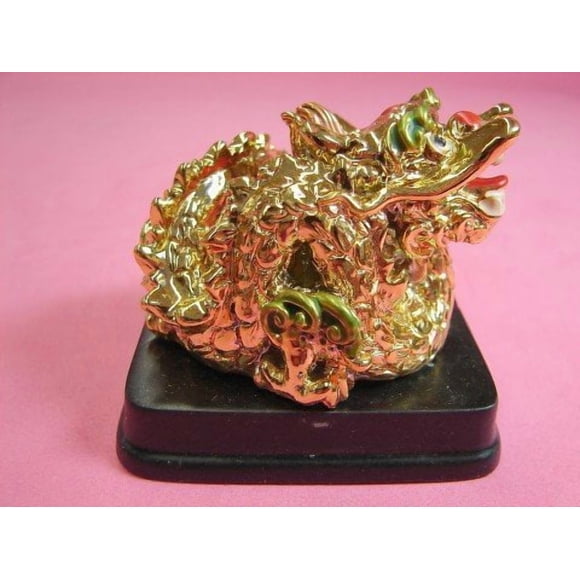 Estatua de Dragón Feng Shui Import Dorada de 7,5 cm