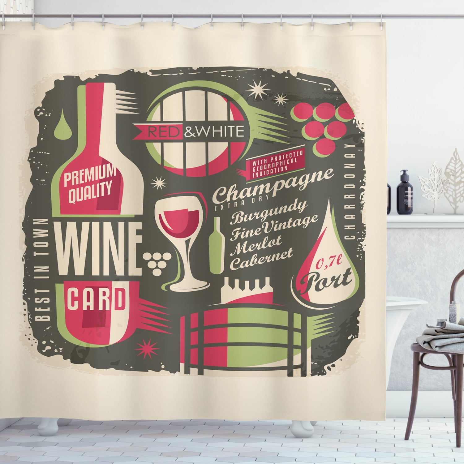 Craft Beer Pattern Print Bathroom Shower Curtain