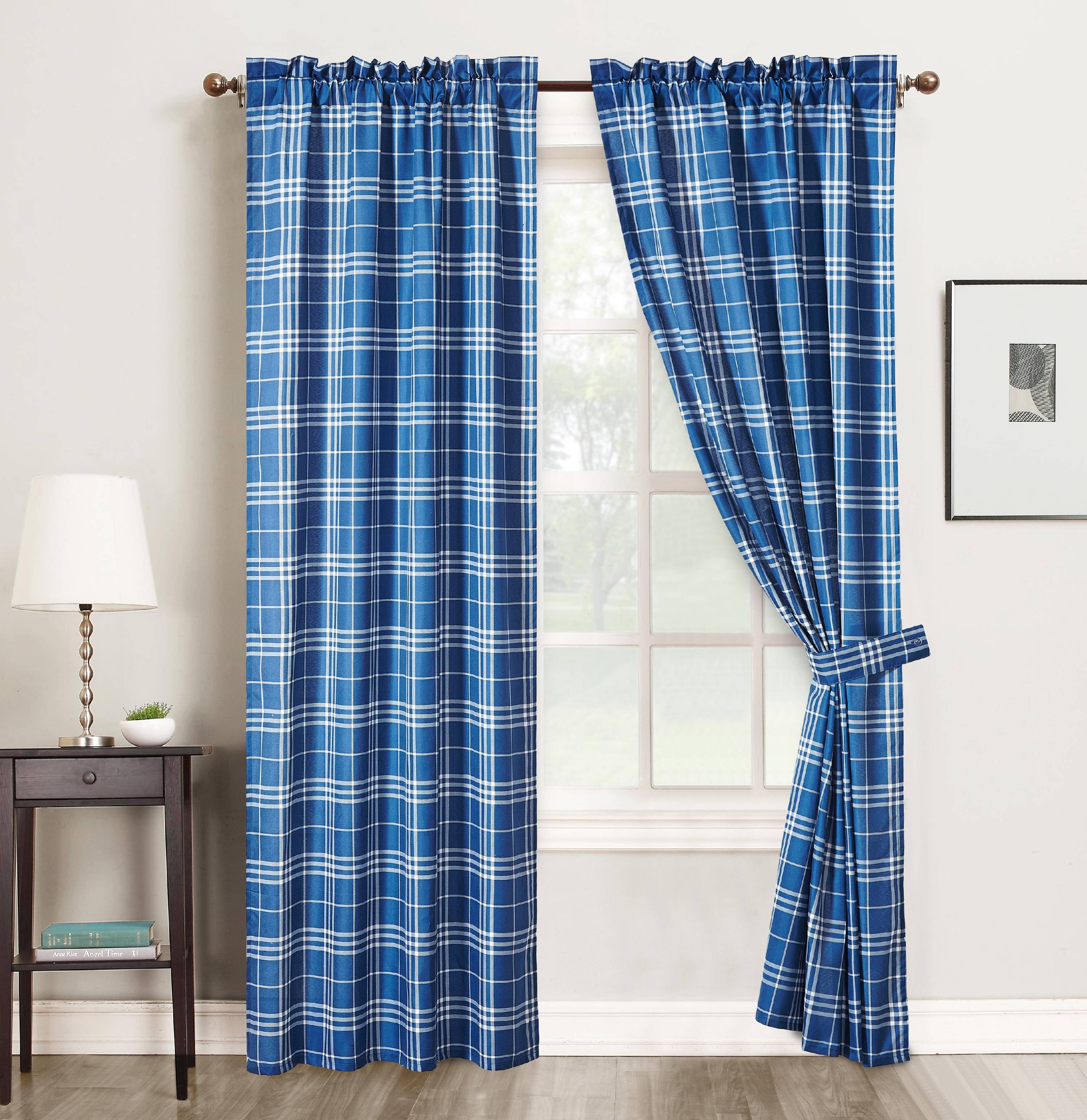 Plaid 4piece Window Panel Set