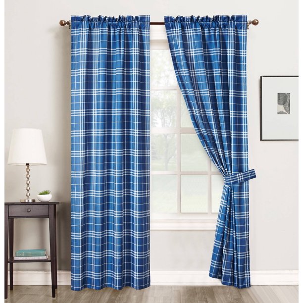 Plaid 4piece Window Panel Set
