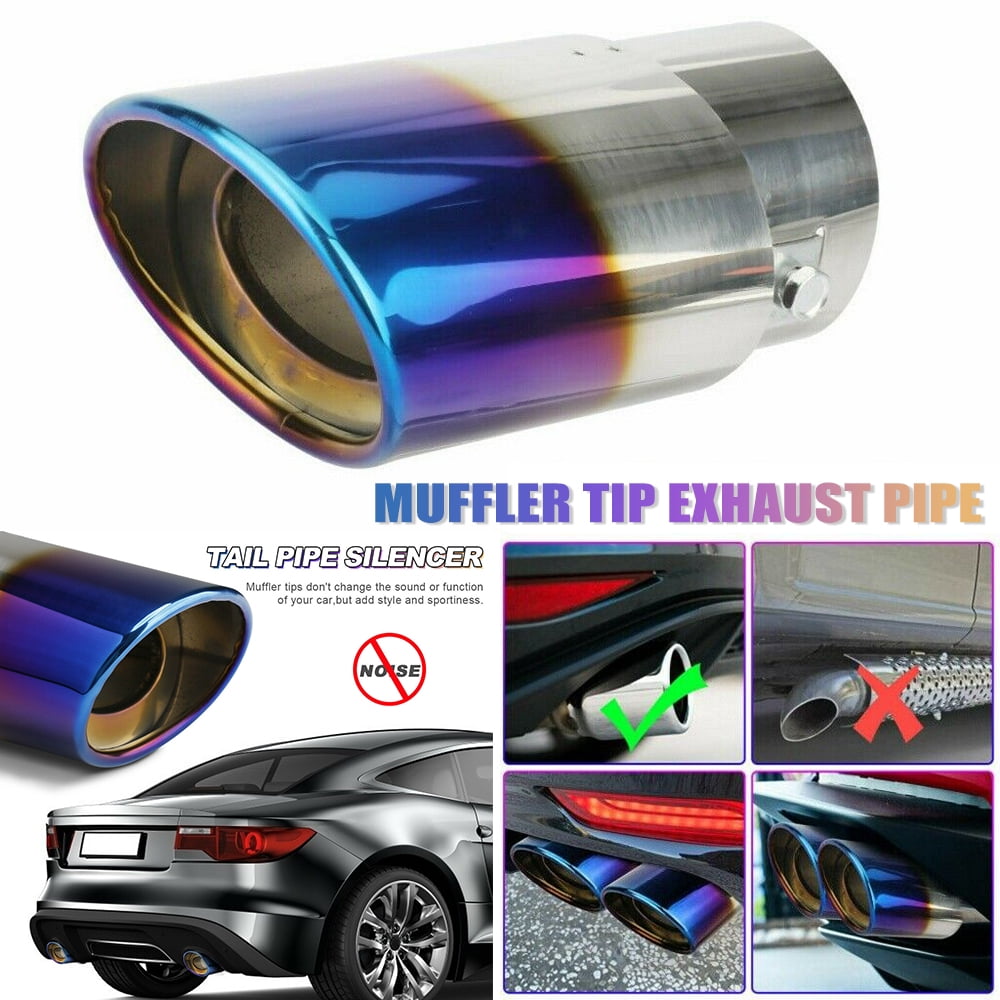 Car Muffler Tip Exhaust Pipe Tail Burnt Blue Titanium Stainless Steel Auto Rear 