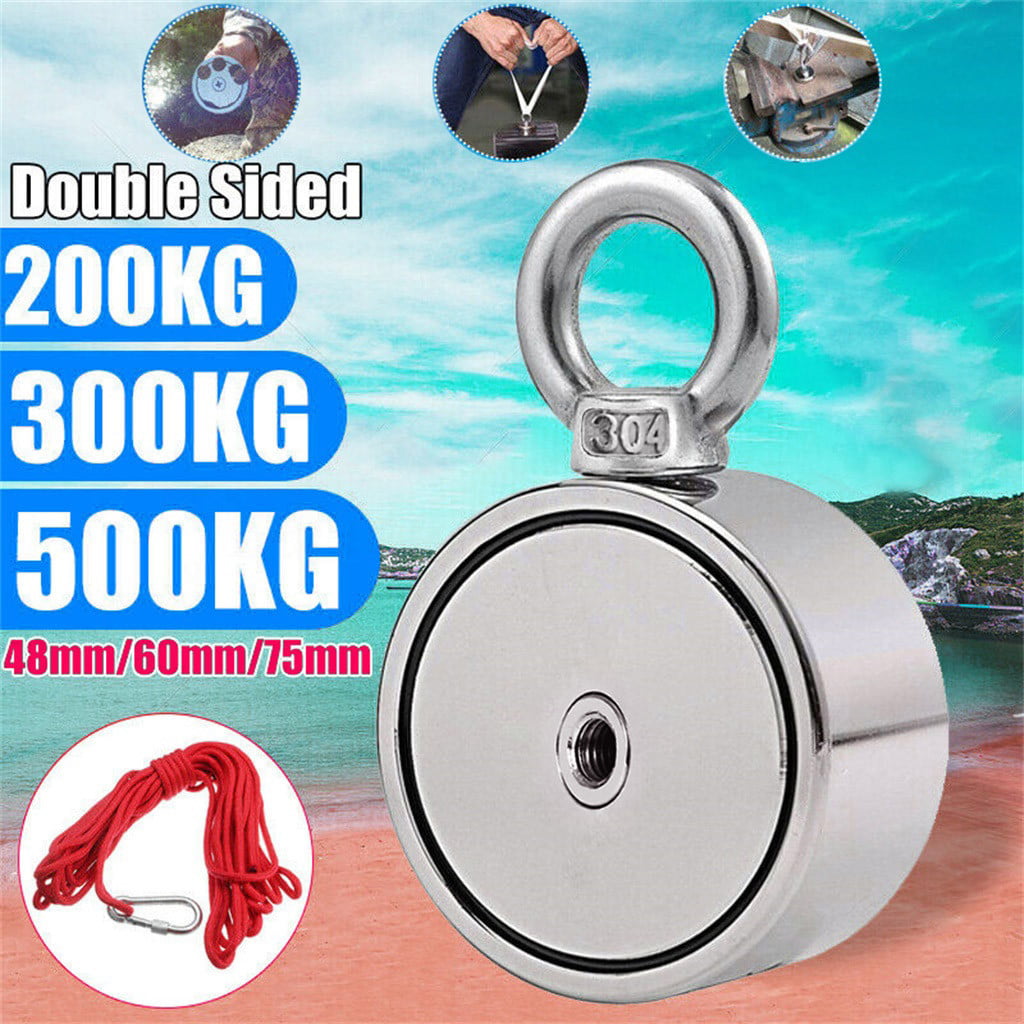 200/300/500KG Double Side Neodymium Metal Magnet Detector Rope 10M Kit Fish best 