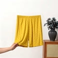 thumbnail image 4 of Shrysg Women's Plus Size Casual Pajama Shorts Summer Wide Leg Elastic Waist with Pockets Black Polka Dot Relaxed Fit Homewear Yellow, 4 of 9