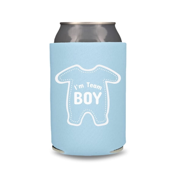 Baby Shower Can Coolers, Team Boy, Team Girl, Custom Baby Shower Coolies, Baby Shower Party Gift and Favor Idea (1 Placid Blue)