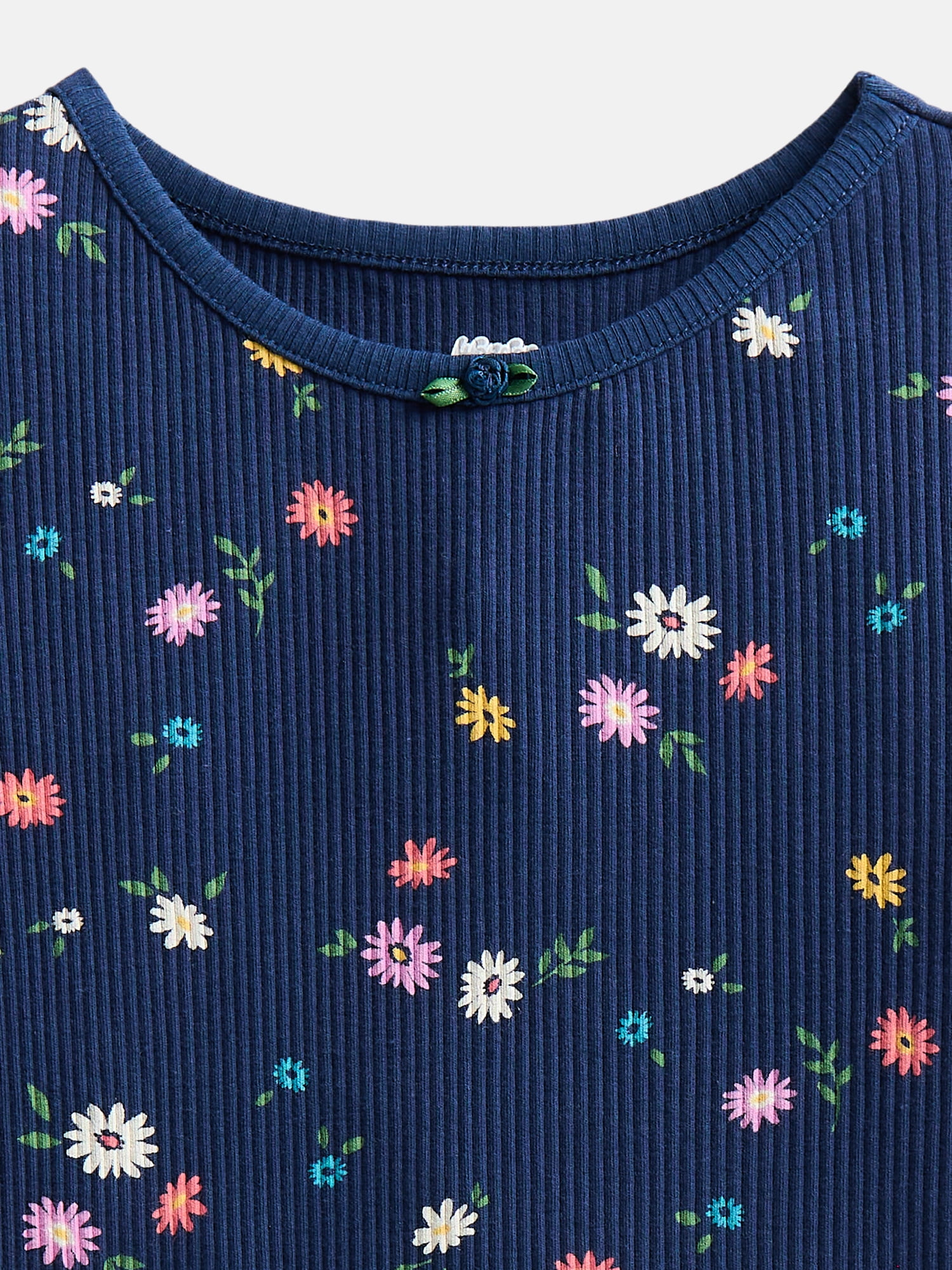 Wonder Nation Toddler Girls' Ribbed Tee with Short Sleeves, Sizes 18M-5T