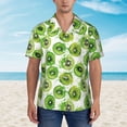 thumbnail image 2 of Honeii Green Kiwi Print Men’s Hawaiian Shirt,Classic Button-Down Short Sleeve Shirt, for Beach, Vacation, and Outdoor Activities,3X-Large, 2 of 7