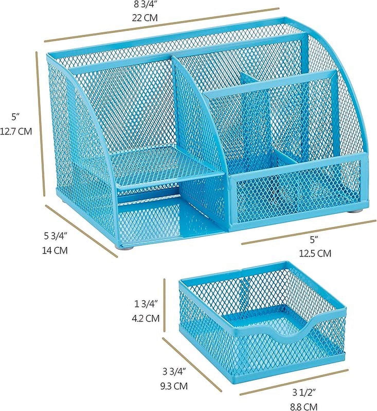 Mesh Desk Organizer Office with 7 Compartments + Drawer/Desk Tidy Candy/Pen Holder/Multifunctional Organizer