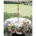 thumbnail image 3 of Outdoor Tablecloth with Umbrella Hole Zipper Spring Easter Round Tablecloth 60" Waterproof Table Cloth Country Bunny Chick Floral Butterflies Watercolor Patio Table Cover Tablecloths for Picnic, 3 of 8