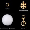 thumbnail image 3 of Paquete de 4 llaveros con pompón de 3 pulgadas, llavero con bola de piel sintética con dije de copo de nieve y anillos para saltar, 3 of 5