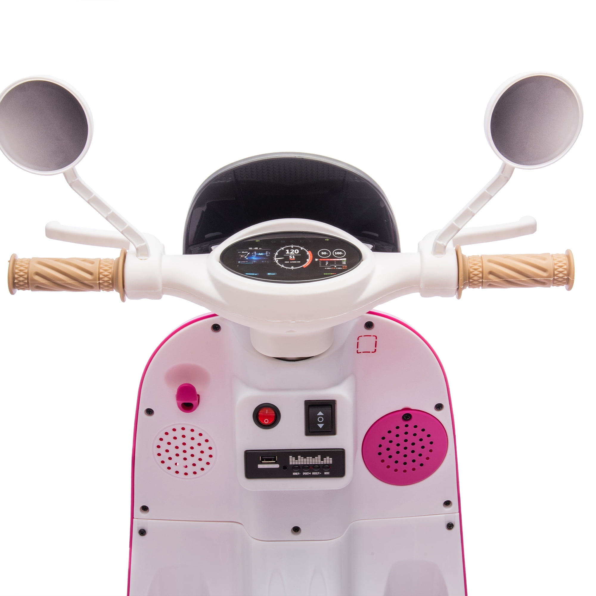 Urday 12V Kids Electric Motorcycle with Parent Seat, Dual 25W Motors 3-Wheeled Ride On Toy, Bluetooth Music, USB, High Weight Capacity 132 lbs, Beige