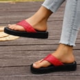 thumbnail image 4 of Rokment Quilted Platform Flip Flops for Woman 2026 Beach Summer Trendy Casual Leather Chunky Flat Dress Slip on Comfortable Walking Backless Sandals Red Size 6, 4 of 7