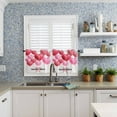 thumbnail image 6 of Red Pink Valentine''s Day Kitchen Curtains Set Small Half Curtains 24 Inches Length, Love Heart Watercolor Rod Pocket Window Treatment Bedroom Tiers and Valance Set for Cafe Bathroom, 6 of 6