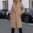 thumbnail image 2 of ZQUUVOU Women's Fall Winter Long Pea Coat Notch One Button Trench Coat Fleece Warm Overcoat Long Jacket with Pocket Khaki, 2 of 7