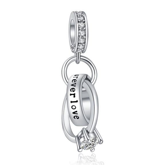 ROSIANNA 925 Sterling Silver Charm for Bracelets Ring Diamond Pendant Forever Love Charm Women Bracelet Charm