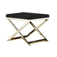 thumbnail image 4 of Benjara Sovi 20 Inch Ottoman Stool, Black Faux Leather, Stainless Steel Frame, Gold, 4 of 5