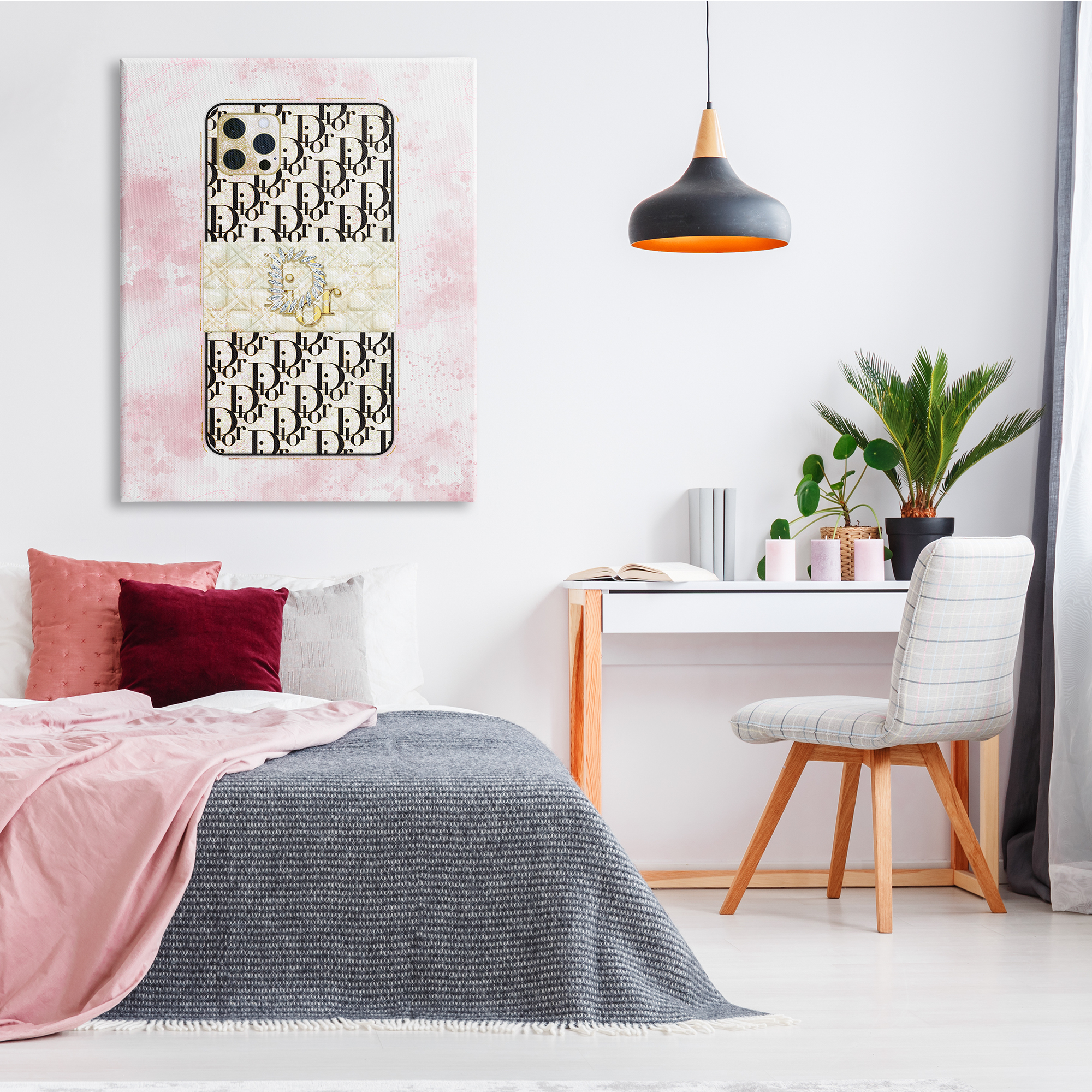 Stupell Indtries Deluxe Glam Cellphone Still Life Pink Splatter Pattern,36 x 48,Design by Ziwei Li