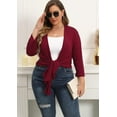 thumbnail image 3 of Daystry Plus Size Cardigan for Women 3/4 Sleeve Casual Open Front Light Cardigan Wine Red-3X, 3 of 9