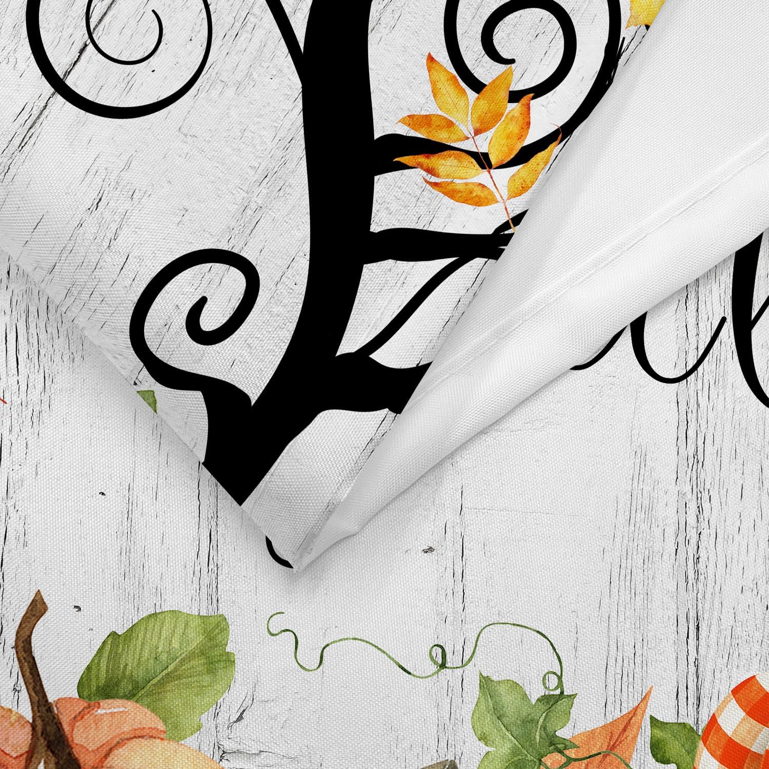 Happy Fall Shower Curtain, Farmhouse Maple Leaf Pumpkin Autumn Black White Plaid Wooden Art Printed Bathroom Decor, Waterproof Cloth Fabric Bath Curtain with Hooks 72 x 72 inch