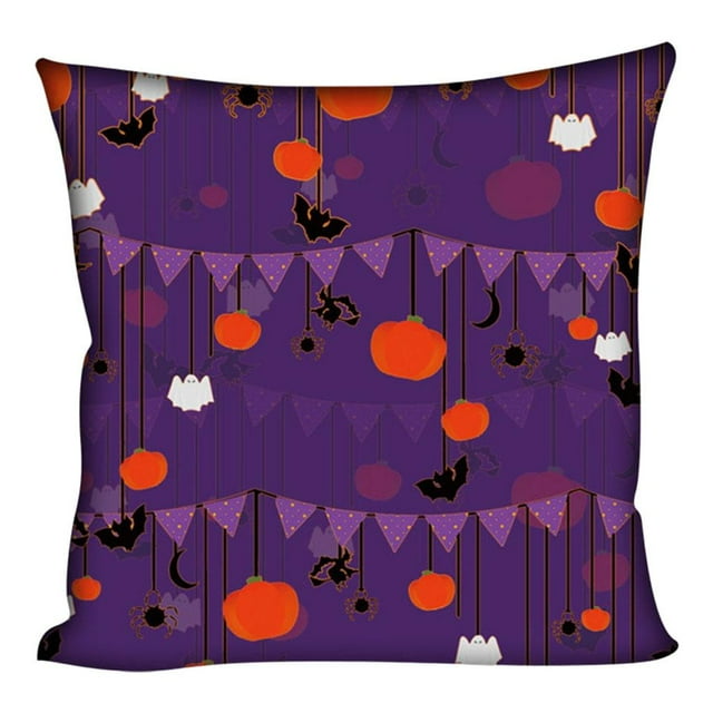 Funda de almohada decorativa de Halloween de 18 x 18 pulgadas con cremallera oculta B