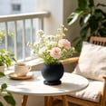 thumbnail image 2 of Ceramic Spherical Vase with Tray, Scandinavian Matte Desk Flower Pot for Living Room Dining Table, Handcrafted Textured Indoor Plant Container for Daisies Carnations, 2 of 6