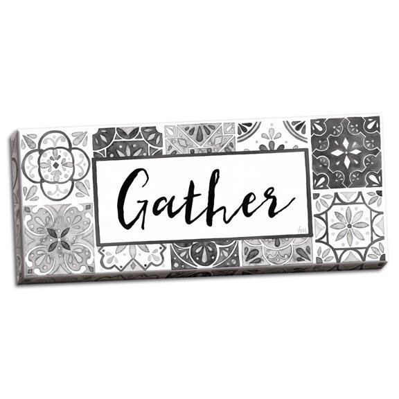 Gango Home Decor Contemporary Garden Getaway Gather BW Crop by Laura Marshall (Ready to Hang); One 36x12in Hand-Stretched Canvas