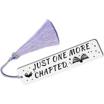 1 Set 1pc Just One More Chapther Bookmarks Inspirational Bookmark Stainless Steel Metal Engraved Bookmark with Tassel for Book Lovers Cute Bookmarks for Friends Teachers Book Lover Gifts