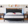 thumbnail image 2 of Full/Queen/King Size Bed Frame with Storage Headboard, Industrial Upholstered Platform Bed Frame with LED Headboard and USB outlets, Strong Frame Slats Support, Easy Assembly, Black, 2 of 9