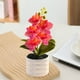 thumbnail image 4 of Orquídea Phalaenopsis Artificial, Decoración de escritorio de oficina boda, rosa amarillo con rayas, 4 of 6