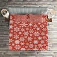 thumbnail image 2 of Red Coverlet, Various Different Snowflakes with Rich Details Christmas Season in Wintertime, 3 Piece Decorative Quilted Bedspread Set with 2 Pillow Shams, Queen Size, Red White, by Ambesonne, 2 of 2