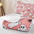 thumbnail image 4 of Homewish Cartoon Halloween Ghost Twin Quilt Set,Spider Web Bat Pattern Twin Coverlet Set,Blush Pink White,2-Piece, 4 of 7