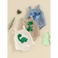 thumbnail image 3 of Gupgi Baby Girls Boys Summer Romper Sleeveless Dinosaur/Shark Embroidery Button Casual Romper, 3 of 9