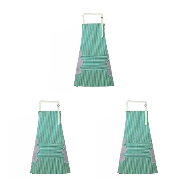 facefd 1/2/3 Dido Apron PVC Adjustable Sleeveless Apron Waterproof Oil-proof Cooking Bib Kitchen Accessory Green 3PCS