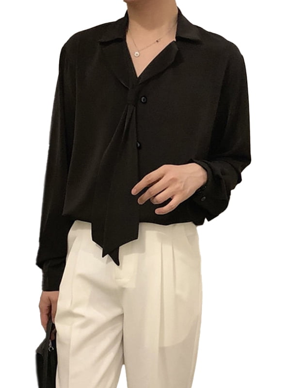 Lapel Elegant Long Sleeve Shirts Lace 