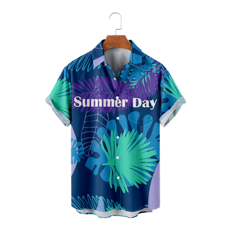 

MLFU Youth Adult Plant Short Sleeve Button Up Shirts Regular Breast Pocket T-Shirts Lightweight Blouses For Men Youth