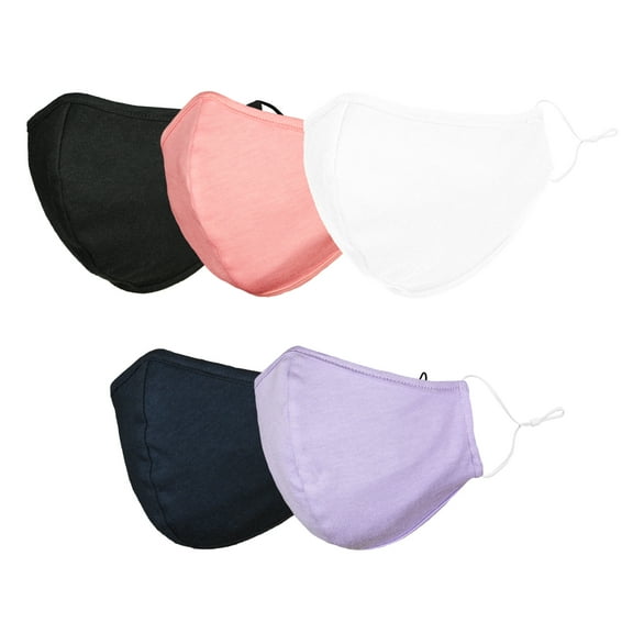DALIX Cloth Face Mask Reuseable Washable in Assorted Colors Made in USA - S-M Size (5 Pack)