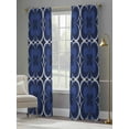 thumbnail image 4 of Retro Floral Art Sheer Curtains 84 Inch Long 2 Panels, Blue Flowers Minimalist Classic Texture Light Filtering Rod Pocket Semi Sheer Curtains, Sheer Voile Drapes for Living Room Bedroom, 52"x84", 4 of 5