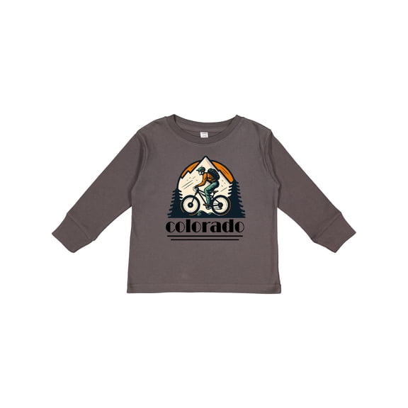 Inktastic Colorado Mountain Biking Boys or Girls Long Sleeve Toddler T-Shirt