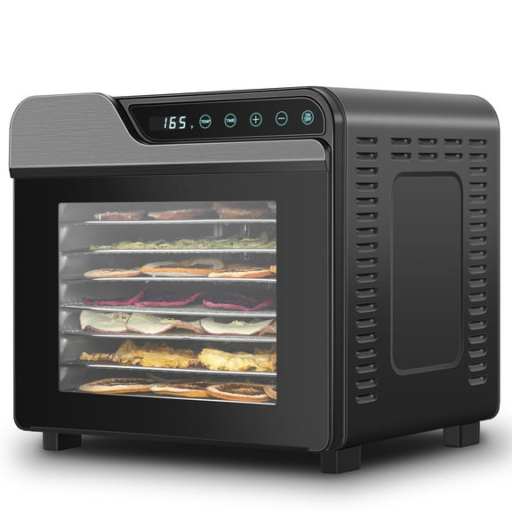 Food Dehydrator 8-Tray Stainless 625W with Timer 165°F for Jerky, Dog Treats,Fruit Yogurt 50 Recipes