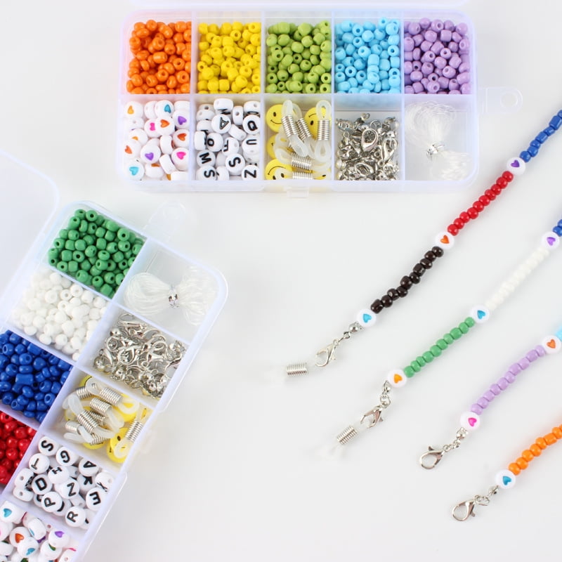 Fieldoo Feildoo Fun Friendship Bracelet Making Set Colorful Beads Suitable for Children's Crafts and Jewelry Making Set ,24 Grids 3mm Rice Beads Alphabet
