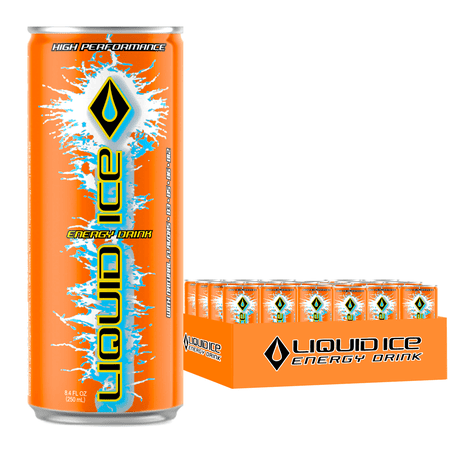 Liquid Ice Energy Drink, Citrus Pop, with 80mg Caffeine plus Taurine & B-Vitamins, Real Sugar, 8.4 Fl Oz, Pack of 24 Cans